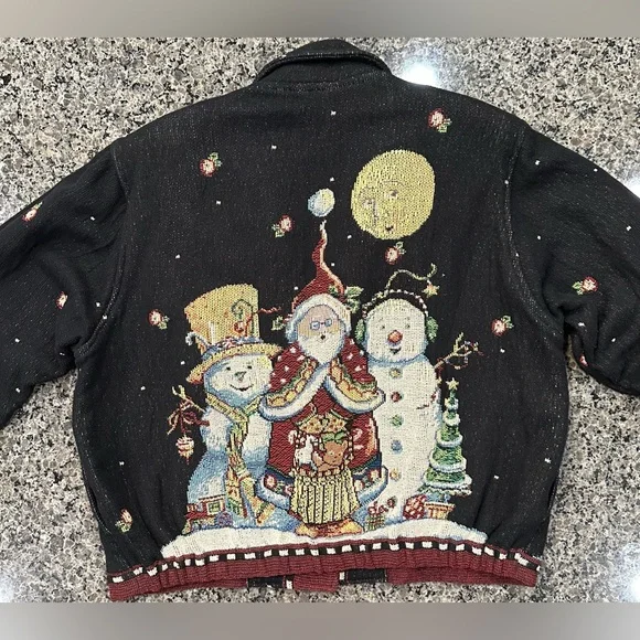 ✨VTG✨ Painted Pony Sweater Christmas Santa
Snowman Tapestry Jacket Med 🎅🏼☃️🎄 - Picture 12 of 15